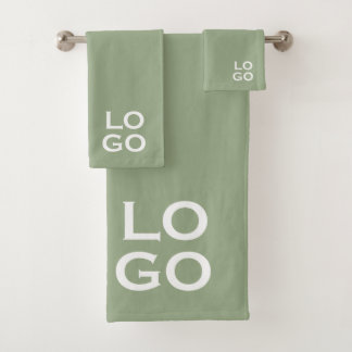 Bedrijf of Business Custom Logo on Sage Green Bad Handdoek