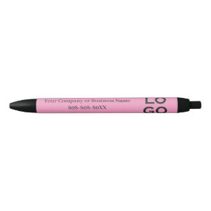 Bedrijf of Business Custom Logo op roze Zwarte Inkt Pen