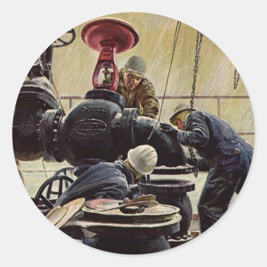  Bedrijf, Olieplatform op de Oceaan Ronde Sticker (Voorkant)