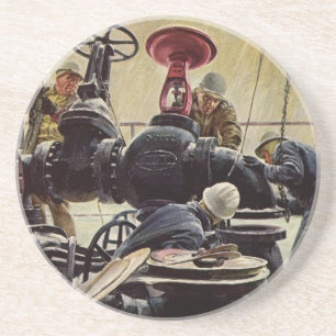  Bedrijf, Olieplatform op de Oceaan Zandsteen Onderzetter