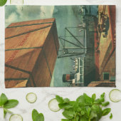  bedrijf, olietanker schip met dokwerker theedoek (Gevouwen)