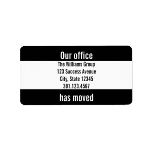 Bedrijf Onze kantoor is verhuisd Zwart-wit Etiket