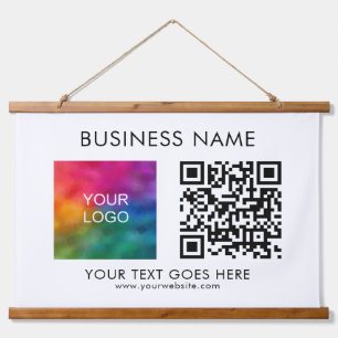Bedrijf QR Code Logo Tekst Klanten Hangend Wandkleed