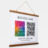 Bedrijf QR Code Logo Tekst Klanten Hangend Wandkleed (Gebogen)