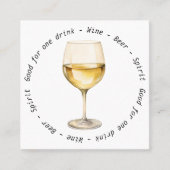 Bedrijf QR Code Witte Wijn Drink Voucher Vierkante Visitekaartje (Voorkant)