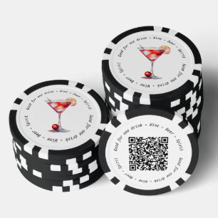 Bedrijf QR Code Zwart Wit Cosmo Drink Voucher Poker Chips