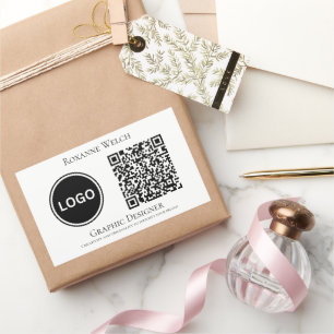 Bedrijf Ronde Logo QR code Groot Rechthoekige Sticker