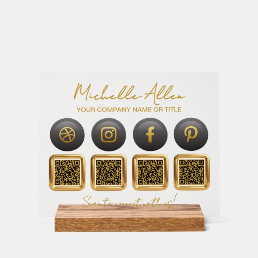 Bedrijf Social Media QR-codes Acryl Bord (Voorkant)