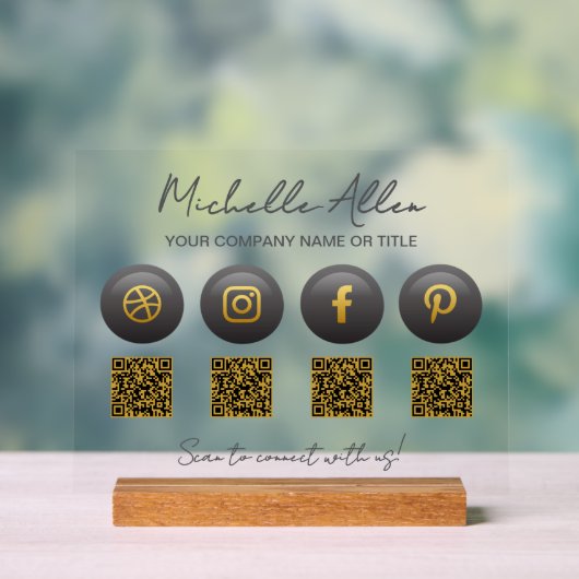 Bedrijf Social Media QR-codes Acryl Bord (Neutraal)