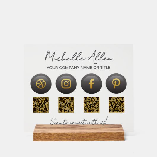 Bedrijf Social Media QR-codes Acryl Bord (Voorkant)