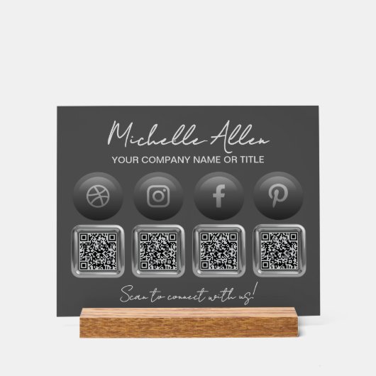 Bedrijf Social Media QR Codes Acryl Sign Acryl Bord (Voorkant)