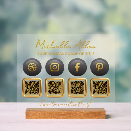 Bedrijf Social Media QR Codes Acryl Sign Acryl Bord (Neutraal)
