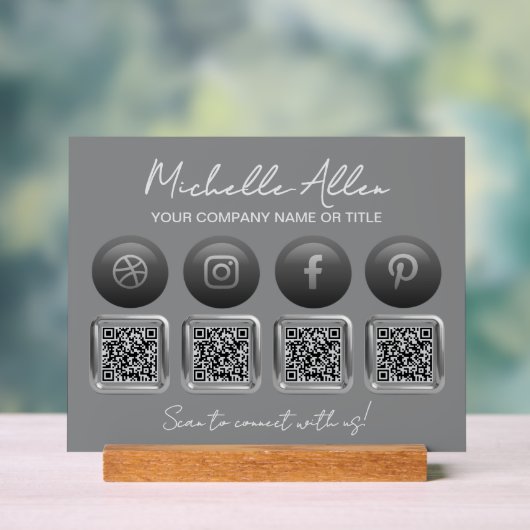 Bedrijf Social Media QR Codes Acryl Sign Acryl Bord (Neutraal)