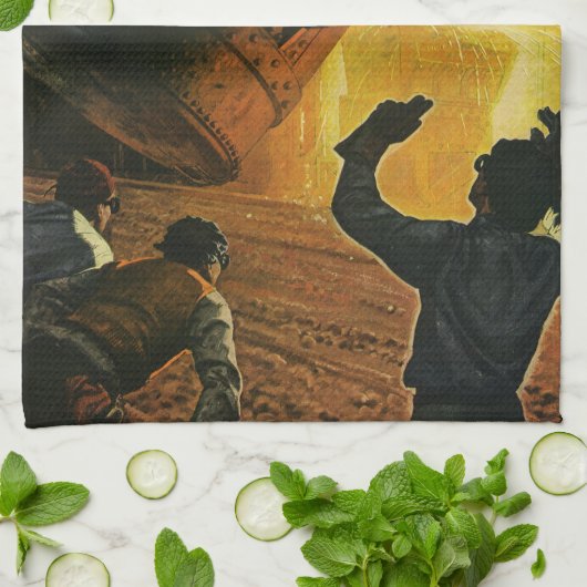 bedrijf, staalindustrie theedoek (Gevouwen)