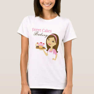 Bedrijf T-shirt Bakkerij Brunette Baker Cup Cakes