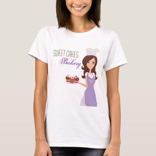 Bedrijf T-Shirt Brunette Baker op Paarse beker (Voorkant)