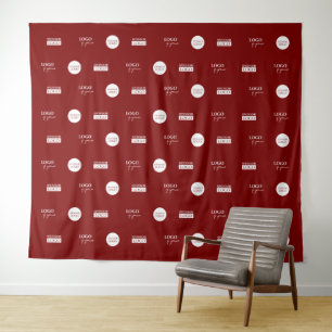 Bedrijf Witte Sponsor logo's Media muur Rood Wandkleed