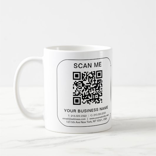 Bedrijf Zakelijk QR Code Wit Eenvoudige Sjabloon Koffiemok (Links)
