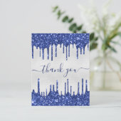 BEDRIJF zilverblauw glitter dank u (Staand voorkant)