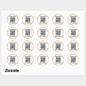 Bedrijf Zwart Wit en Goud QR Code Bedrijfsnaam Ronde Sticker (Vel)