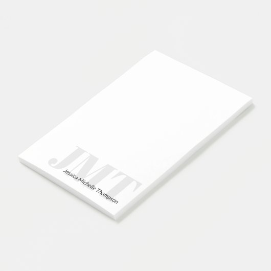Bedrijf Zwart Wit en Grijs Monogram Naam Post-it® Notes (Schuin)