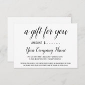 Bedrijfs Cadeaucertificaat eenvoudig Moderne Zwart (Voorkant / Achterkant)