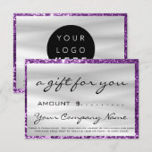 Bedrijfs Cadeaucertificaat Paars Roos Grijze Logo (Voorkant / Achterkant)