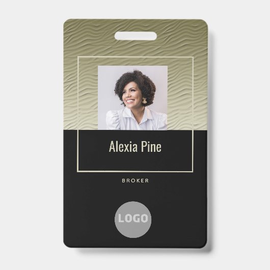 Bedrijfs Classy Gold Employee ID Logo Naam Foto Badge (Front)