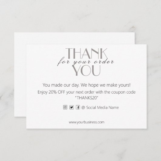 Bedrijfs Dank kaart (Voorkant / Achterkant)