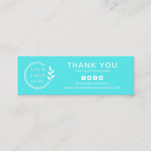 Bedrijfs Dank u Aangepaste Logo Sociale Media Mini Visitekaartje (Voorkant)