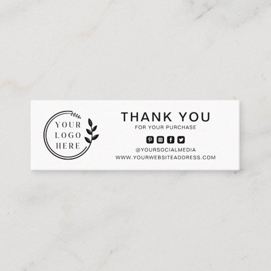 Bedrijfs Dank u Aangepaste Logo Sociale Media Mini Visitekaartje (Voorkant)