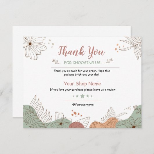 Bedrijfs Dank u Kaart (Voorkant / Achterkant)