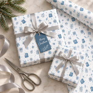 Bedrijfs kerstverpakkings papier met blauwe cadeau