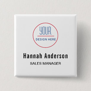 Bedrijfs Logo Basic Employee Personeel Naam Badge Vierkante Button 5,1 Cm