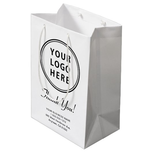 Bedrijfs Logo Dank u Medium Cadeauzakje (Achterkant Gekanteld)