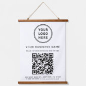 Bedrijfs Logo- en QR-code Hangend Wandkleed (Voorkant)