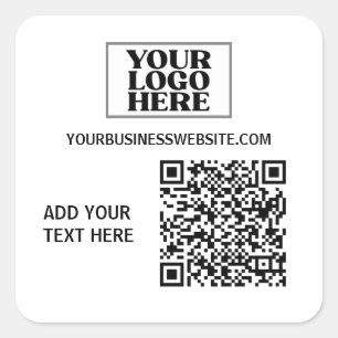 Bedrijfs Logo- en QR-code Vierkante Sticker