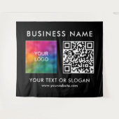 Bedrijfs Logo naam QR Code Extra Grote Achtergrond Wandkleed (Voorkant (horizontaal))