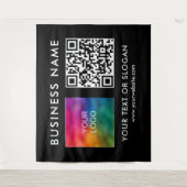 Bedrijfs Logo naam QR Code Extra Grote Achtergrond Wandkleed (Voorkant)