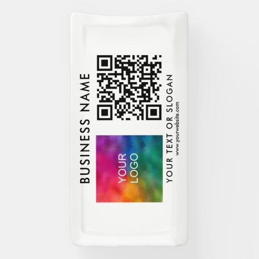 Bedrijfs Logo Naam QR Code Openlucht Aangepaste Sj Spandoek (Verticaal)