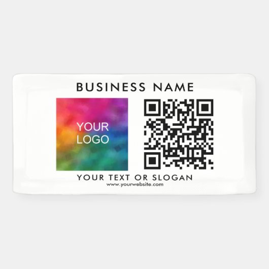 Bedrijfs Logo Naam QR Code Openlucht Aangepaste Sj Spandoek (Horizontaal)