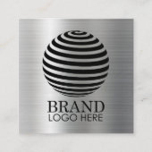 Bedrijfs Logo QR Code Moderne Metallic Silver Contactkaartje (Voorkant)