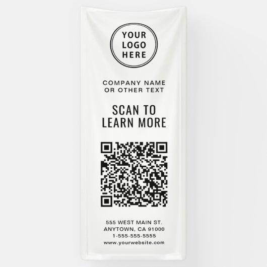 Bedrijfs Logo QR Code Spandoek (Verticaal)