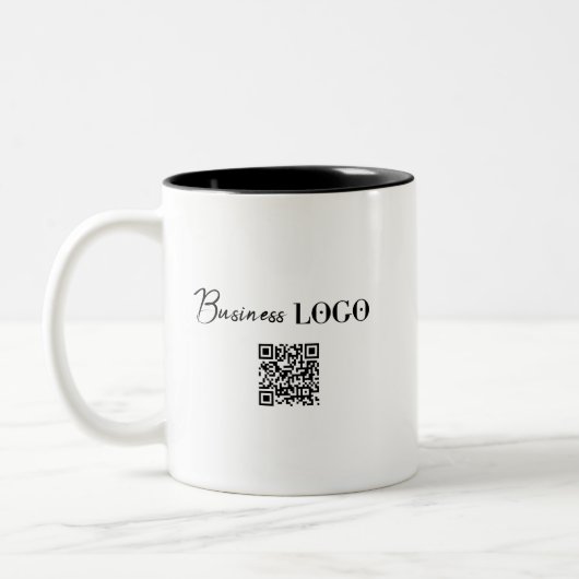 Bedrijfs Logo & QR Code Tweekleurige Koffiemok (Links)