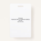 Bedrijfs Manager identiteitskaart van de Werknemer Badge (Achterkant)