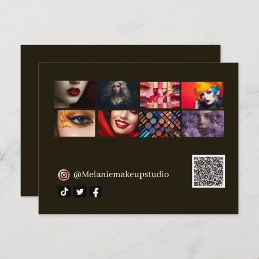 Bedrijfs moderne Make-upstudio &QR code Briefkaart (Voorkant / Achterkant)