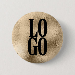 Bedrijfs- of zakelijk aangepast logo op goud ronde button 5,7 cm