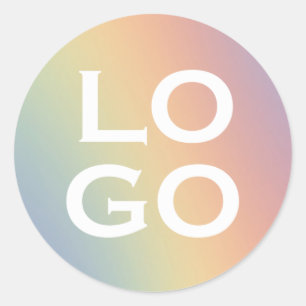 Bedrijfs- of zakelijk logo op regenboog ronde sticker