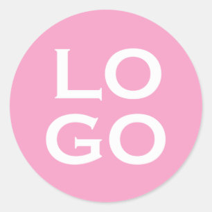 Bedrijfs- of zakelijk logo op roze ronde sticker