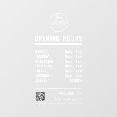 Bedrijfs Openingstijden Wit met Logo en QR-code Raamsticker (Vel)